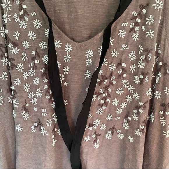 Free People Floral Tie Front Embellished Tank Top Size Large - Picture 3 of 7